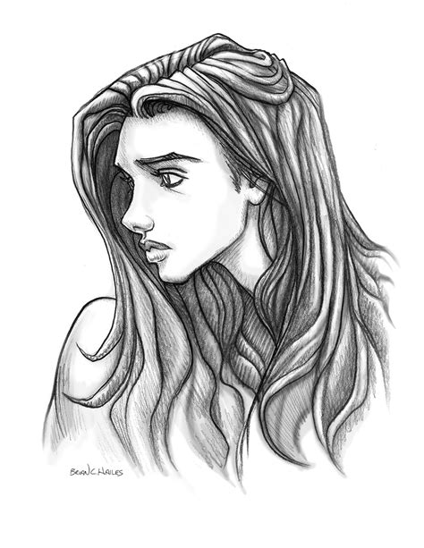 woman side profile drawing